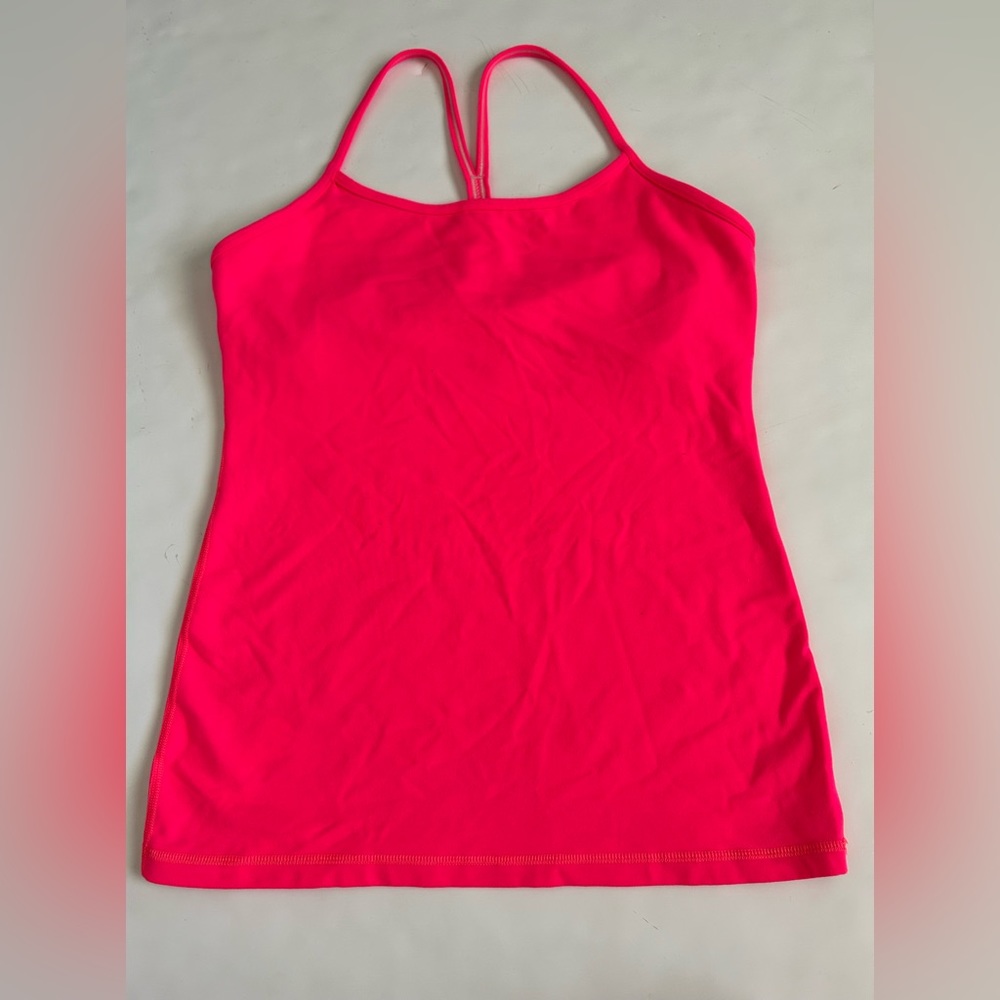 Lululemon power Y Bright Pink Color Thank Top Sz. 8